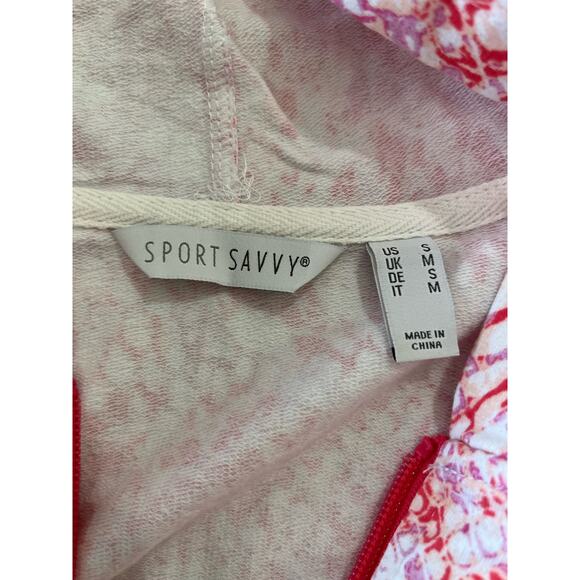 Sport Savvy French Terry Print Jacket CORAL NWOT SIZE S - Picture 7 of 7